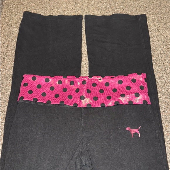 Y2k victorias secret pink polka dot shiny yoga pants - Picture 2 of 2